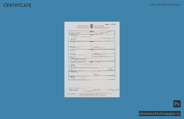 Beispiel einer Geburtsurkunde in England (Geburts- und Sterberegister)